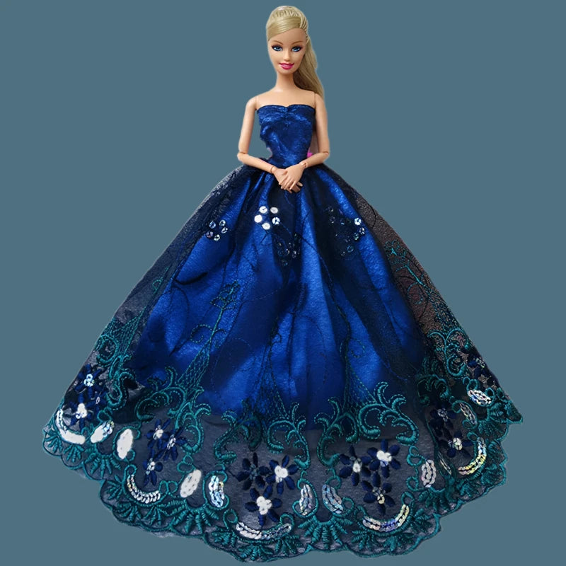 blue laced gown, shoulderless 